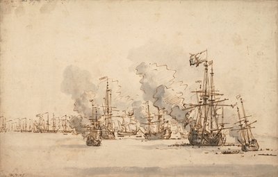 The Sea Battle at La Hogue, c. 1701 by Willem van de Velde the Younger